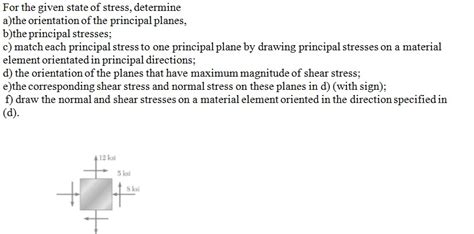 Solved For The Given State Of Stress Determine Athe