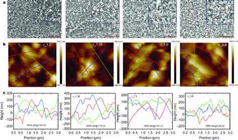 A Top View Of Sem Images B Afm Surface Topography Images And C