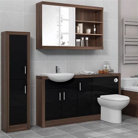 Lucido Fitted Bathroom Furniture Pack Black Buy Online At Bathroom