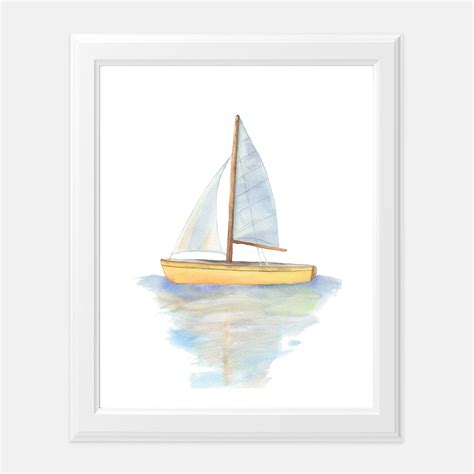 Sailboat Watercolor Art Print Sailboat Painting For Nursery Etsy