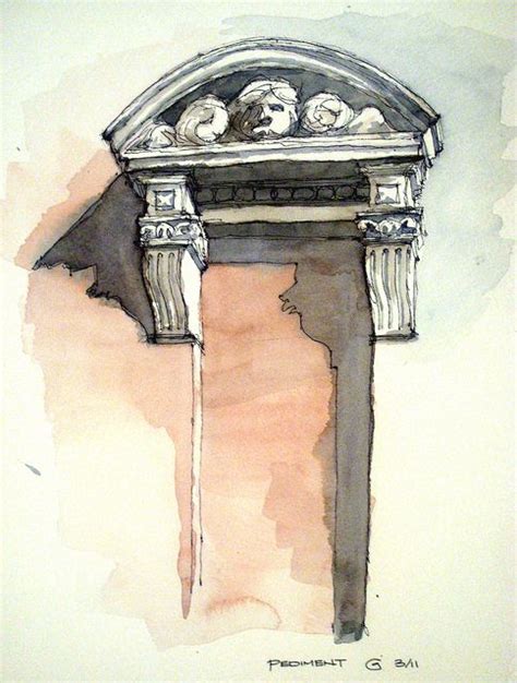 Segmental Pediment In 2020 Urban Sketching Watercolor Sketch Sketches