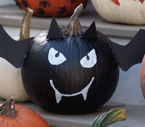 No Carve Black Bat Pumpkin Painted Pumpkins Pumpkin Decorating Pumpkin