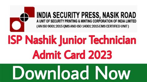 Isp Nashik Junior Technician Admit Card Iti Education