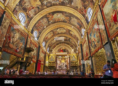Interior Of St Johns Co Cathedral In Valletta Malta Stock Photo Alamy
