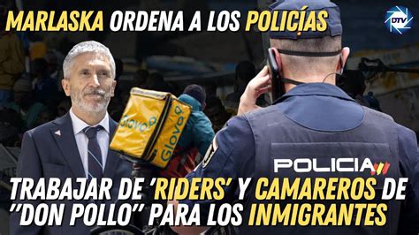 Marlaska ordena a los policías trabajar de riders y camareros de Don