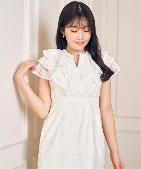 Split Ruffled Check Organza Dress（ワンピース）｜her Lip To（ハーリップトゥー）のファッション通販