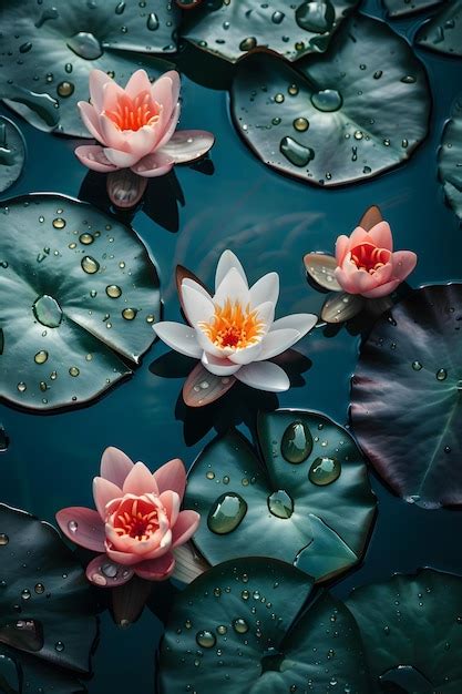 Premium Photo Aquatic Plants Like Water Lilies Float Gracefully On