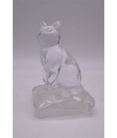 Sculpture Chat En Verre Cristal