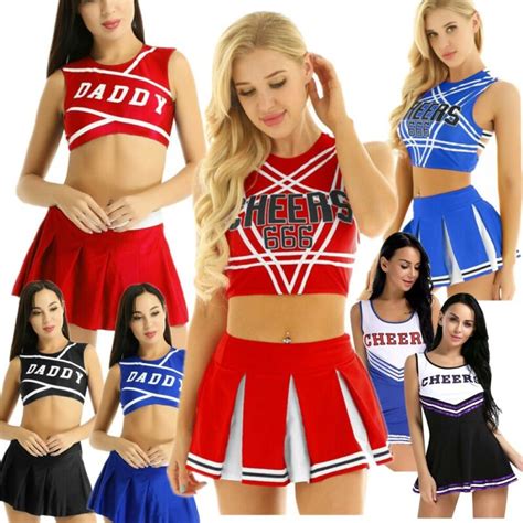 Us Sexy Women Cheerleader Costume Cosplay Fancy Dress Crop Top Mini