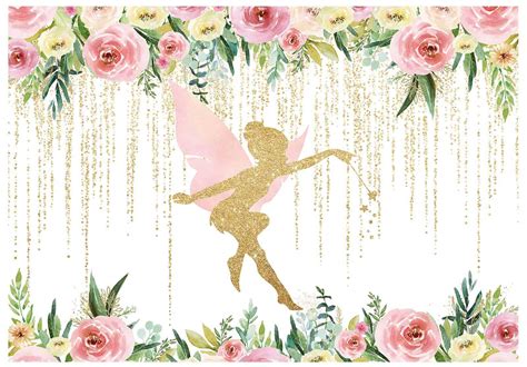 Buy Allenjoy 7x5ft Floral Fairy Birthday Party Backdrop Pink And Gold