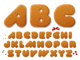 Christmas Gingerbread Cookie Font Biscuit Letters Vector Image