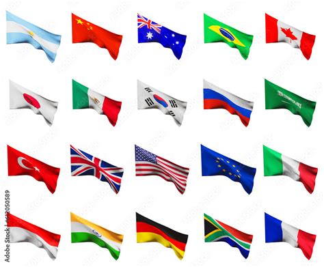 Flags G20 membership , Concept of the G20 summit or meeting, G20 ...