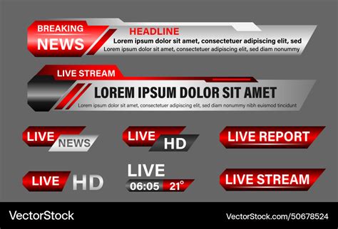 Broadcast news lower thirds template layout Vector Image