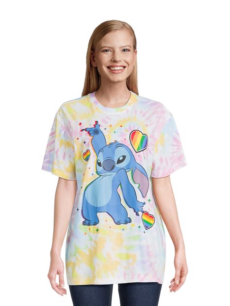 Disneys Stitch Womens Tie Dye Graphic Tee With Short Sleeves Sizes