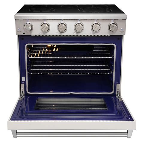 Kostch 36 In Glass Top 5 Burners 6 Cu Ft Convection Oven Freestanding Electric Range White Kos