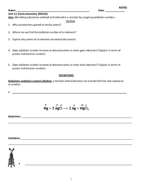 Fillable Online Using Oxidation Numbers To Identify Oxidation And