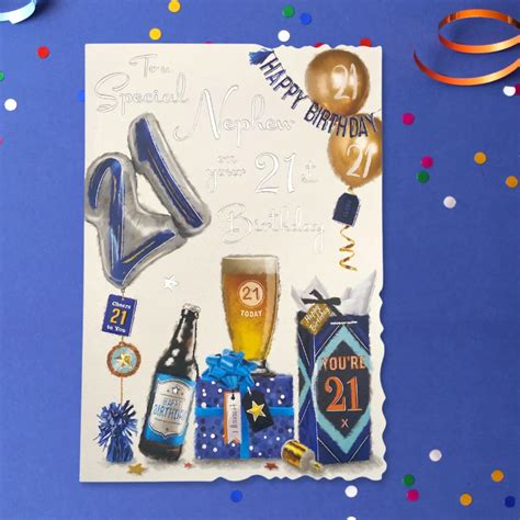 Special Nephew Age 21 Beer And Balloons Birthday Card The Celebration Store