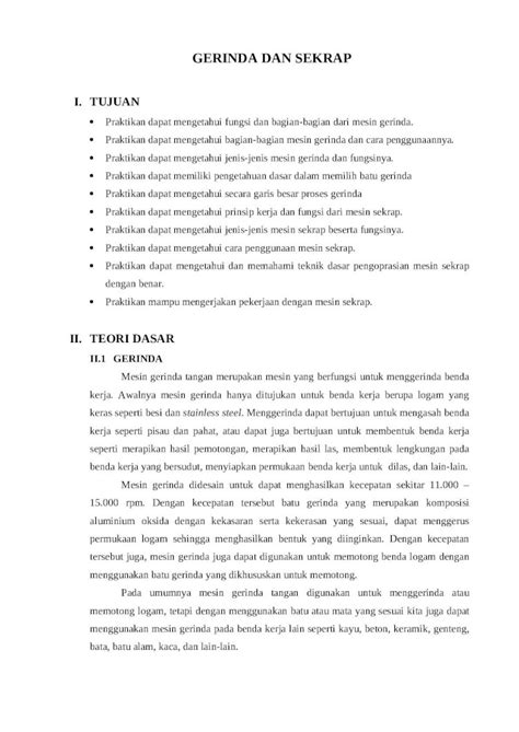 Docx Laporan Praktikum Gerinda Dan Sekrap Dokumen Tips