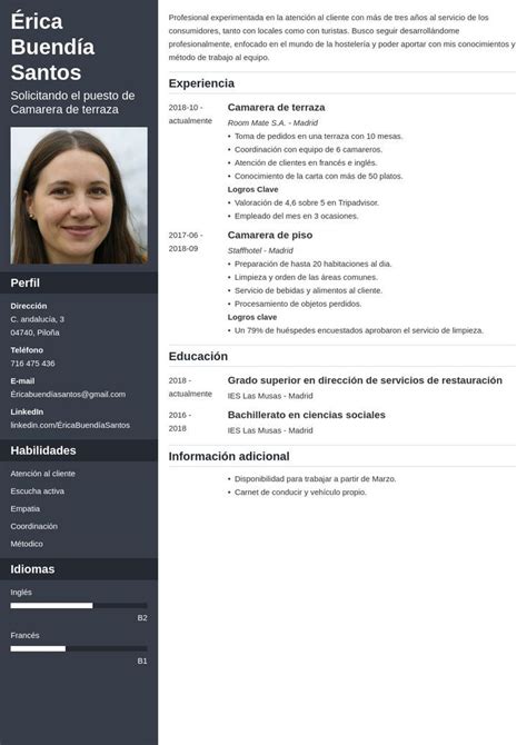 Curriculum Vitae Para Hosteler A Gu A Ejemplos Plantillas Zety