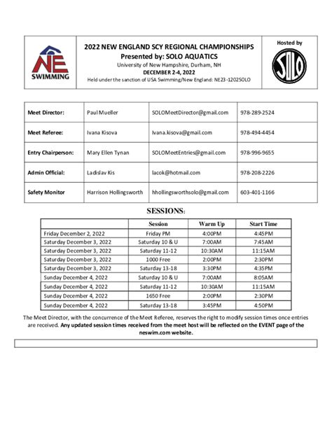 Fillable Online New England Swimming LSC Home Fax Email Print PdfFiller