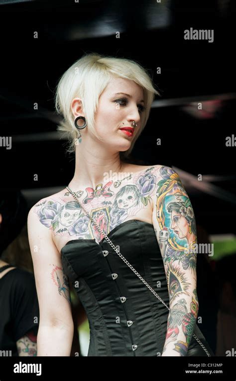 Woman With Tattoos Stock Photo Alamy