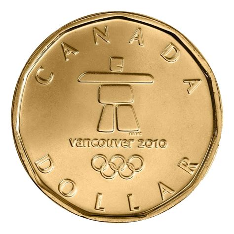 2010 Canadian 1 Vancouver Olympics Inukshuk Lucky Loonie Dollar Coin