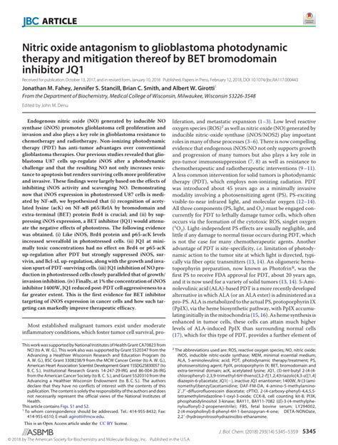 Pdf Antagonistic Effects Of Nitric Oxide In A Glioblastoma