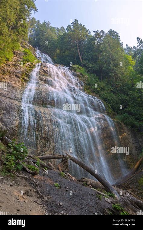 Bridal Veil Falls Provincial Park At Chilliwack Waterfall Stock Photo