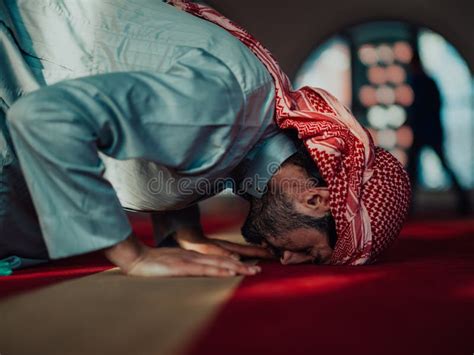 A Muslim Praying in a Modern Mosque during the Holy Muslim Month of ...