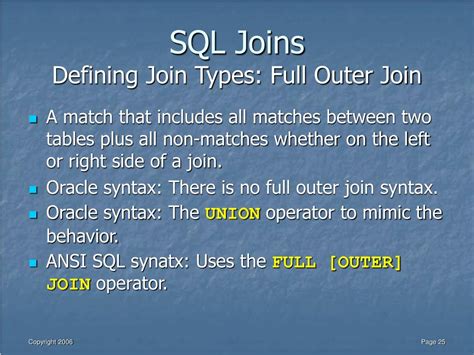 Ppt Sql Joins Oracle And Ansi Standard Sql Powerpoint Presentation