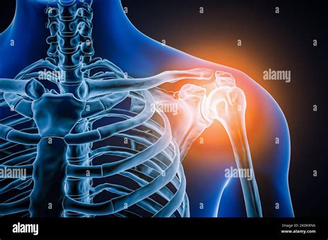 Vista Anterior O Frontal De La Articulación Del Hombro Humano Y Los