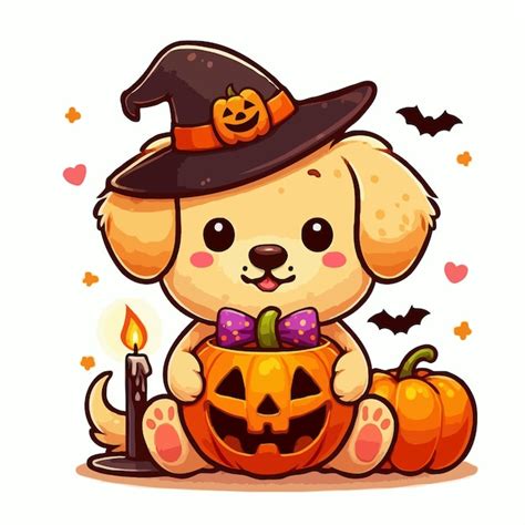 Premium Vector Cute Halloween Dog Vector On White Background