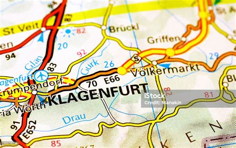 Foto De Klagenfurt Área Em Um Mapa E Mais Fotos De Stock De Mapa Mapa Klagenfurt Carinthia