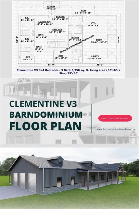 Stock Floor Plan Barndominium Clementine Versions Barndominium Floor Plans In 2023 Home