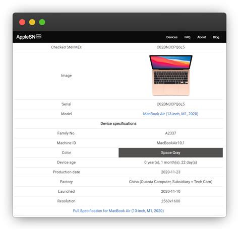 Apple Macbook Air M Serial Number Lookup Applesn Info