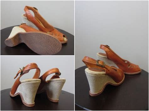 S Cognac Leather Peep Toe Wedge Sandals S Bo Gem