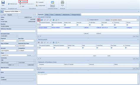 Making Payments With The Use Of The Buttons [combine] [combine Selected] [complete] [pay