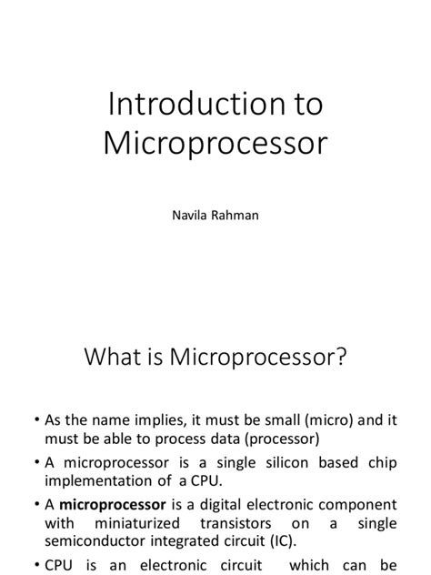 Introduction To Microprocessor Lec 02 Pdf Central Processing Unit