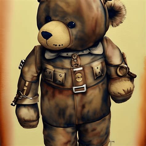 Teddyb R Soldat Steampunk Hyperrealistische Aquarellmalerei Creative