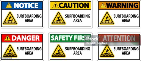 Water Safety Sign Warning Surfboarding Area Stock Illustration Download Image Now Antique