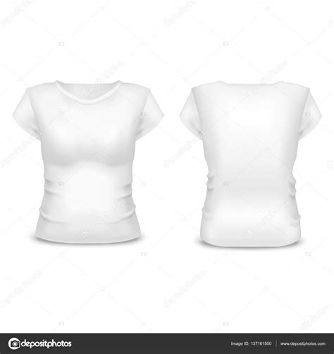 Realistic Template Blank White Woman T Shirt Vector Stock Vector By