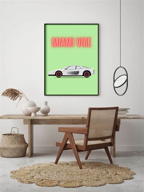 Miami Vice Ferrari Testarossa Poster - Winter Museo