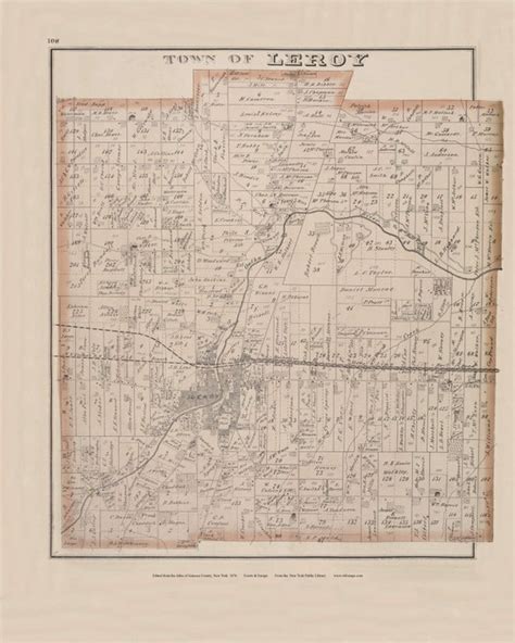 Leroy 1876 Old Town Map Reprint Genesee County New York Etsy