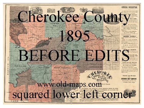 Cherokee County Old 1895 Map Georgia Wall Map With Homeowner | Etsy