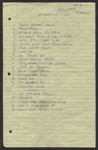 Lot Detail - Elvis Presley Handwritten Song List