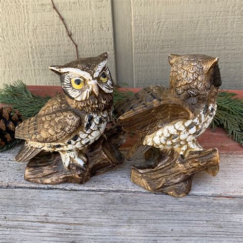 Vintage Owls Owl Pair Porcelain Figurines Homco Japan Mid Etsy