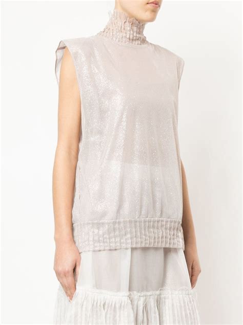 Maticevski Shimmer Turtleneck Sleeveless Blouse 326