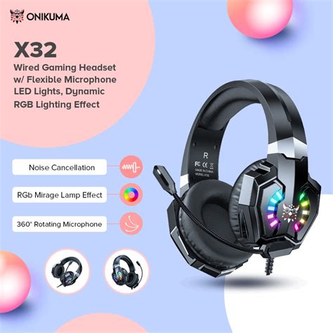 Onikuma X Wired Gaming Headset With Flexible Mic Noise Cancelling