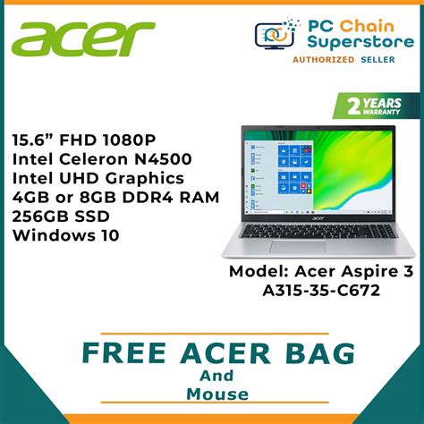 Acer Aspire A C Pure Silver Laptop Full Hd Display