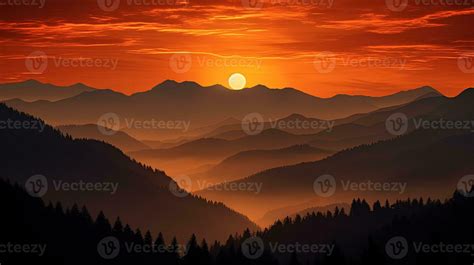 Gorgeous sunset over Carpathian mountains. silhouette concept 27597494 ...